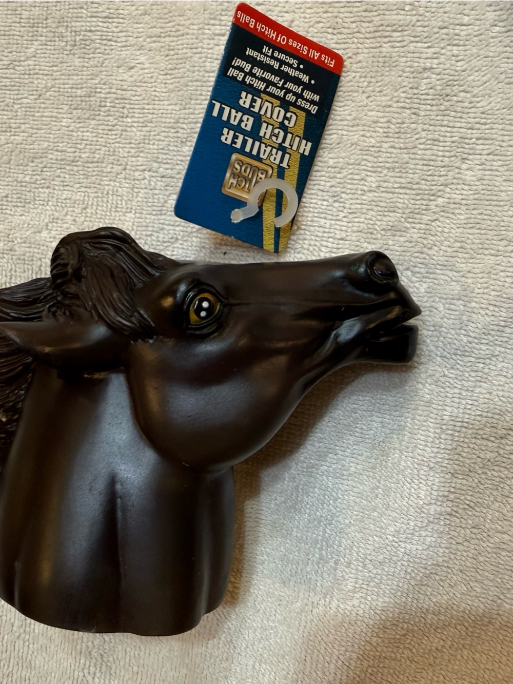 Brown rubber Horse Head vehicle HITCH cover - goes over ball of hitch decorative